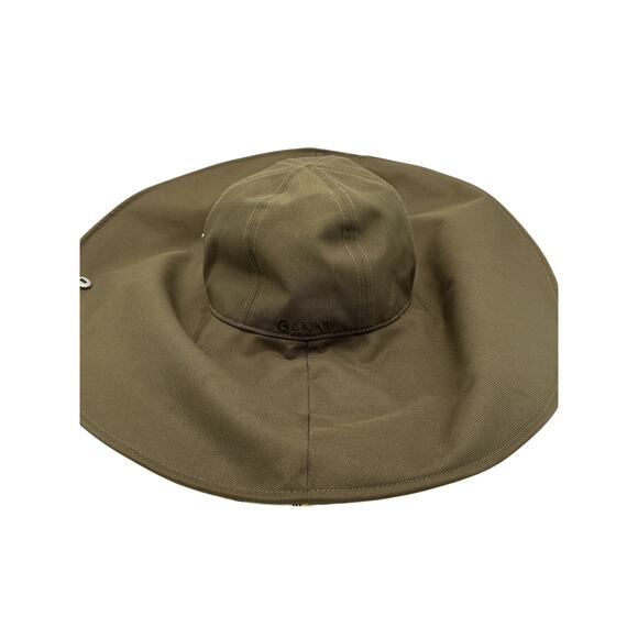 Ganni Oversized Green Summer Hat Size XS / S main image 6